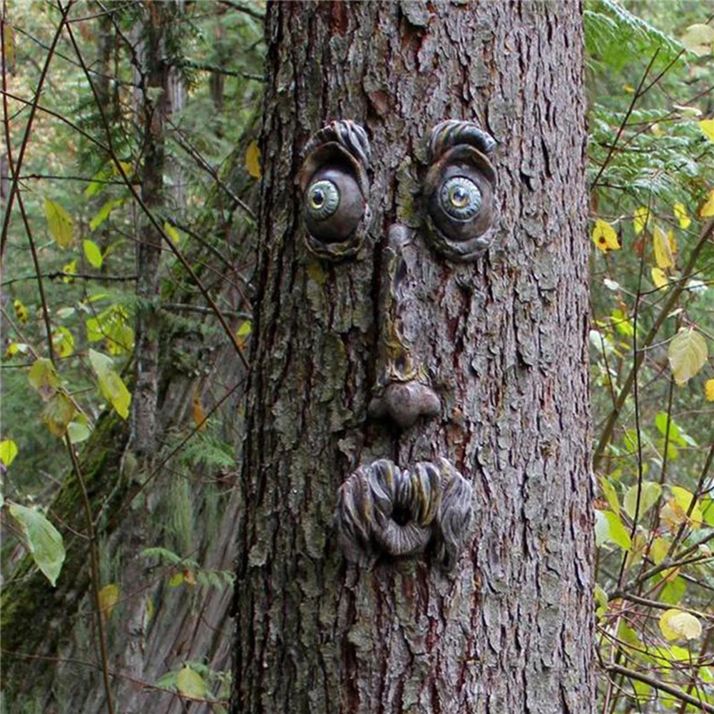 

Resin Facial Features Decoration Holiday Props DIY Tree Trunk Features Hand Drawn Realistic for Halloween Easter Ornaments