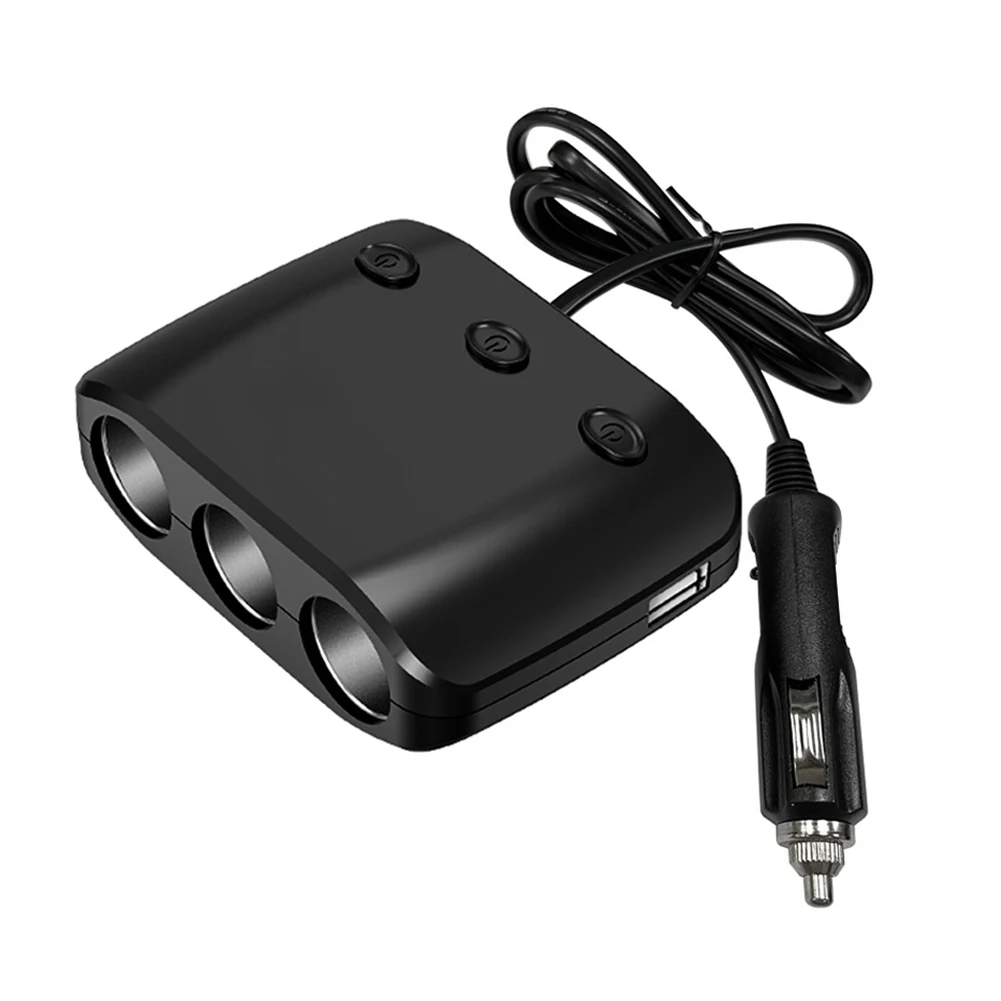 Buy 3 Way Auto Cigarette Lighter ZNB03S Socket Splitter 120W 12/24V Car Charger Dual USB Independent Off/on Switch on