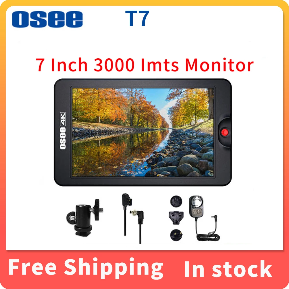 

OSEE T7 7 Inch 3000 Nits Monitor DSLR Camera Field 3D Lut HDR 1920×1200 Full HD Monitor IPS Support 4K HDMI Input & Output
