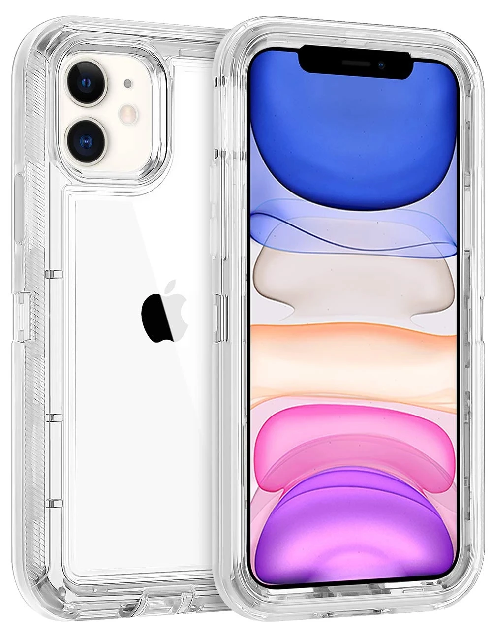 Фото Гибридный сверхмощный 360 полноразмерный чехол для iPhone 13 11 12 14Pro Max XSMAX XR XS SE 6 7 8 Plus, прозрачный противоударный бронированный чехол №2