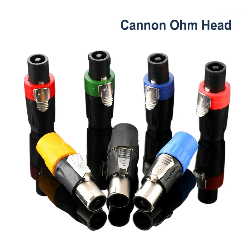 

4P Professional Ohmic Plug Connector Power Amplifier Plug XLR Male and Female Audio Plug Ring Ohmic Card Holder