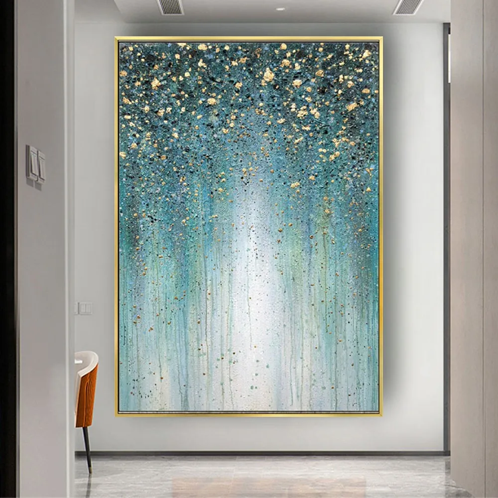 

100% Handmade Modern Abstract Gold Flower Oil Painting On Canvas Large Nature View Wall Art Pictures For Living Room Home Decor