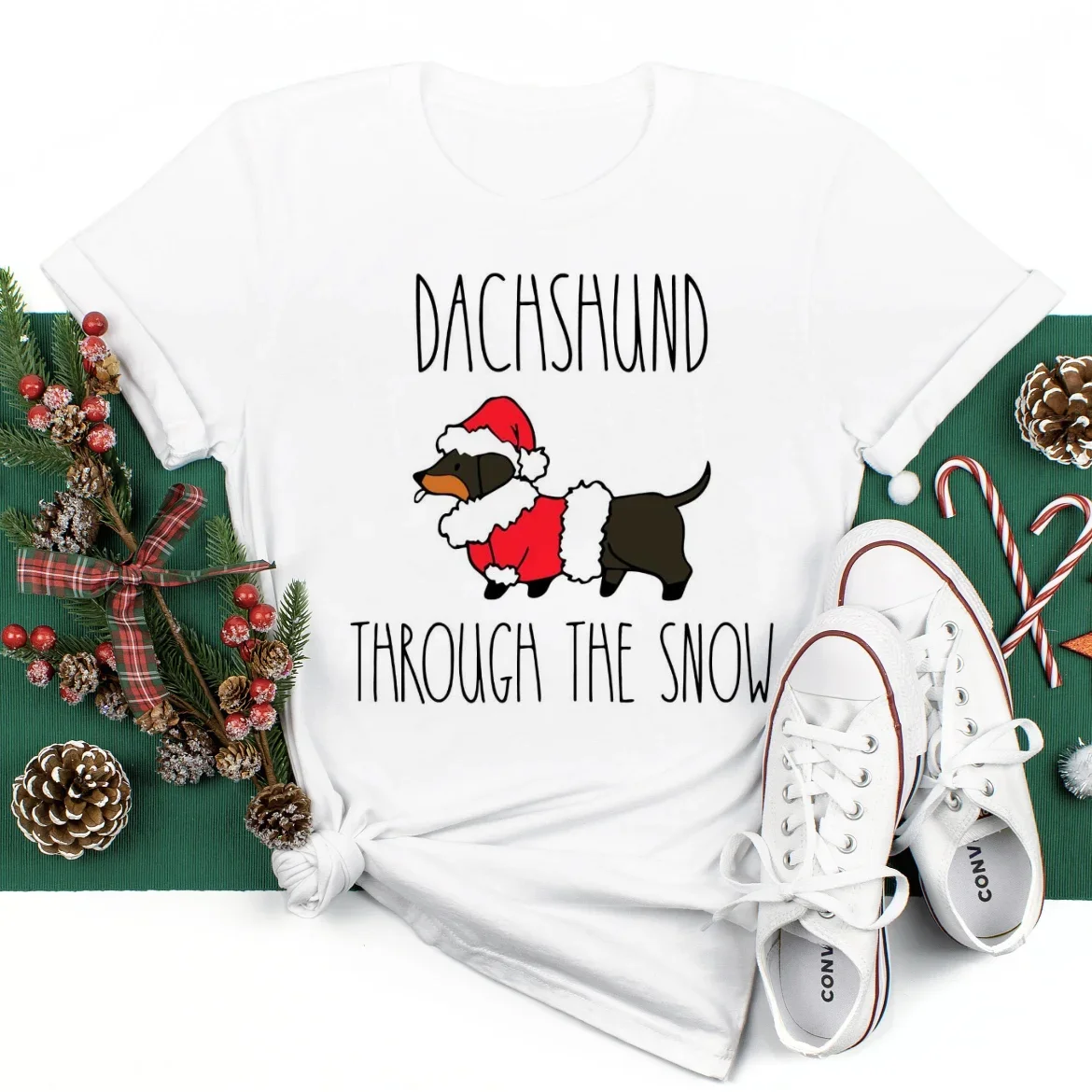 Женский топ с забавной собакой Dachhund Through The Snow милая футболка в акварельном стиле