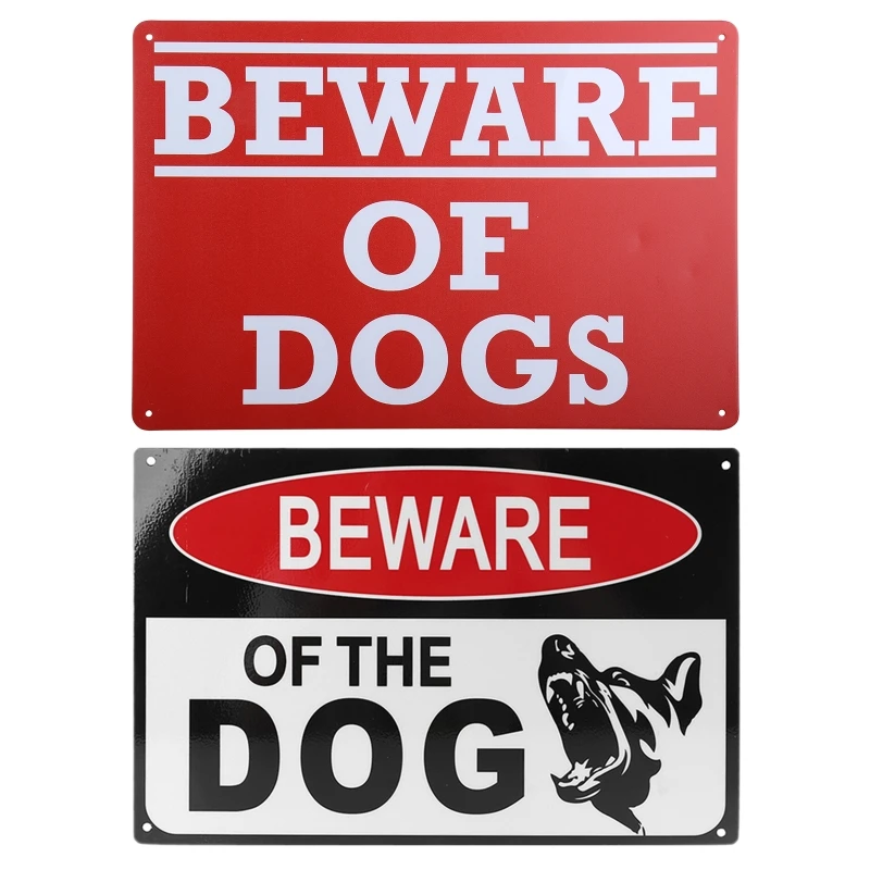 

587D Indoor Outdoor Use 30x20cm 11.8x7.8 Inches Aluminum Beware of Dog Sign Indicator for Fence Gates Wall Guard Dog Signs