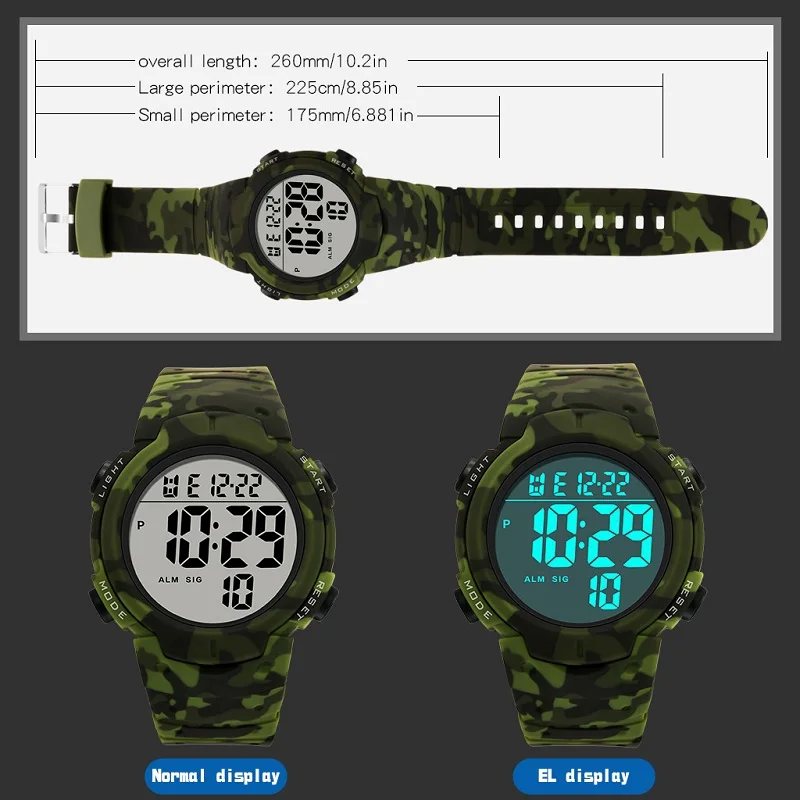 Часы наручные мужские цифровые в стиле милитари спортивные водонепроницаемые с