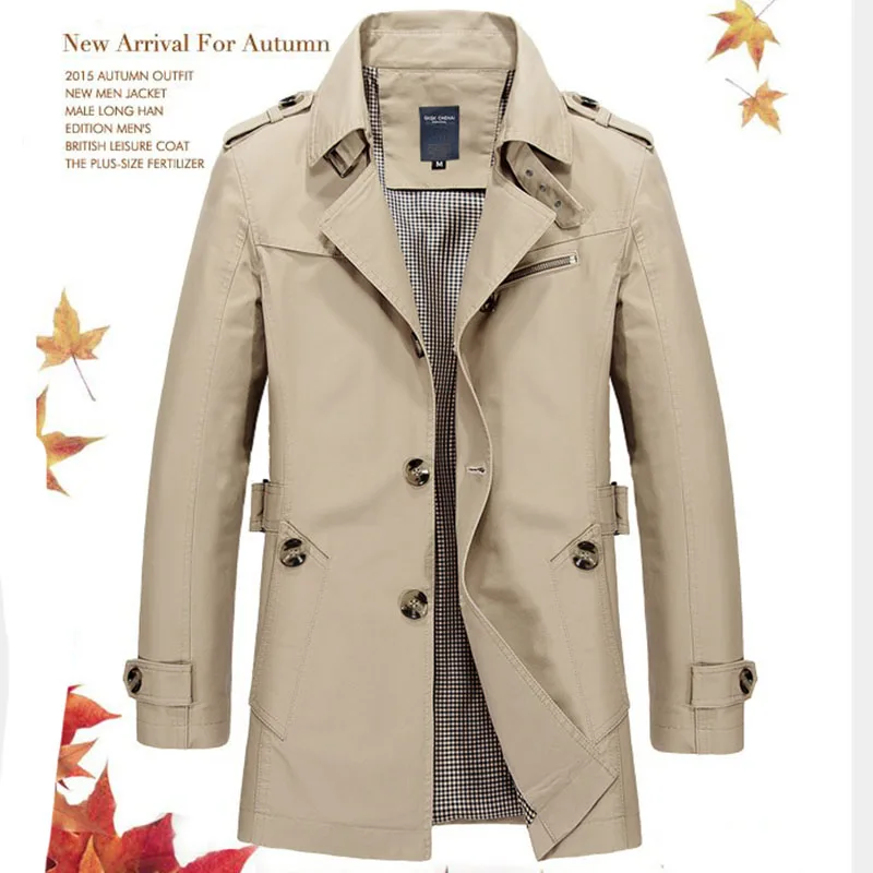 Мужская хлопковая куртка-ветровка средней длины с воротником лацканами