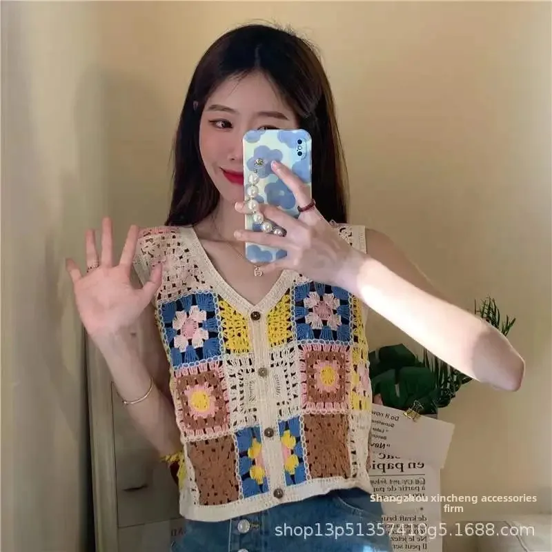 Новинка Женский трикотажный жилет модная универсальная верхняя одежда в