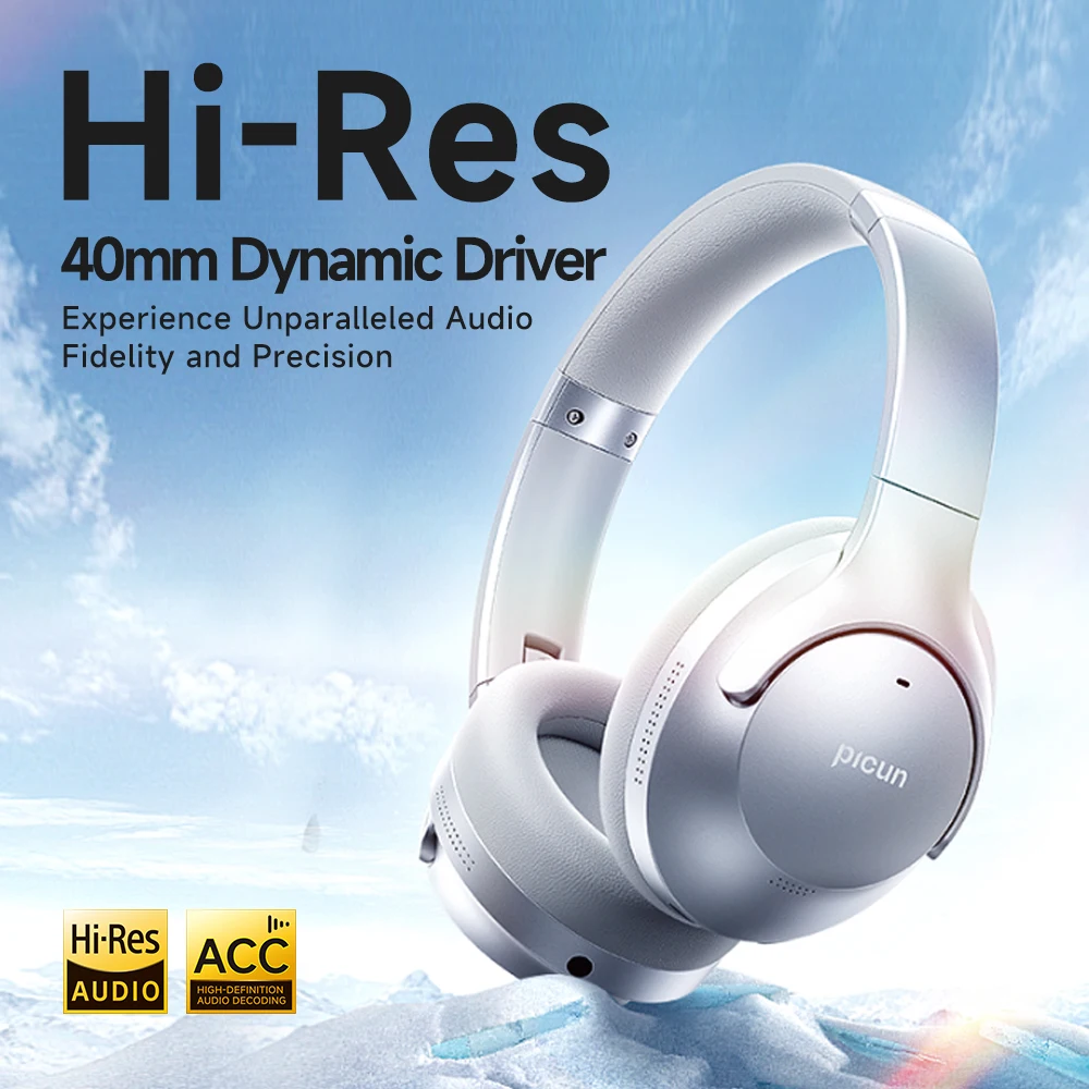 Фото Наушники Picun ANC 05MAX Bluetooth с активным шумоподавлением (ANC), беспроводные, Hi-Res, с микрофоном ENC HD, низкой задержкой, легкие, HIFI №2