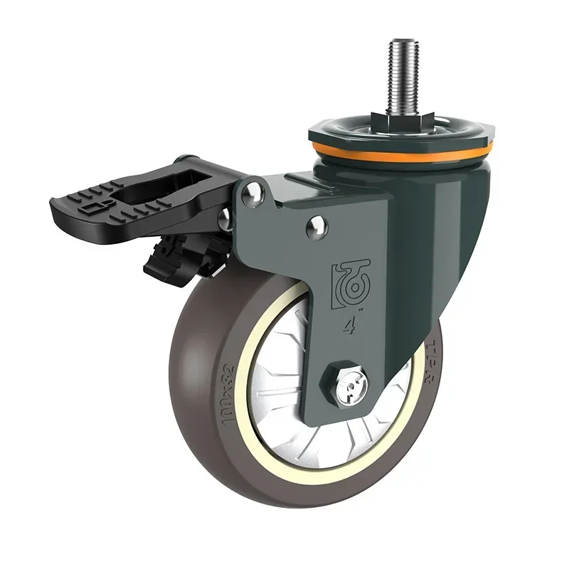 1 шт. 2 5 дюйма M10/M12/M14/M16/M20 винт универсальное колесо с тормозом резиновый вал