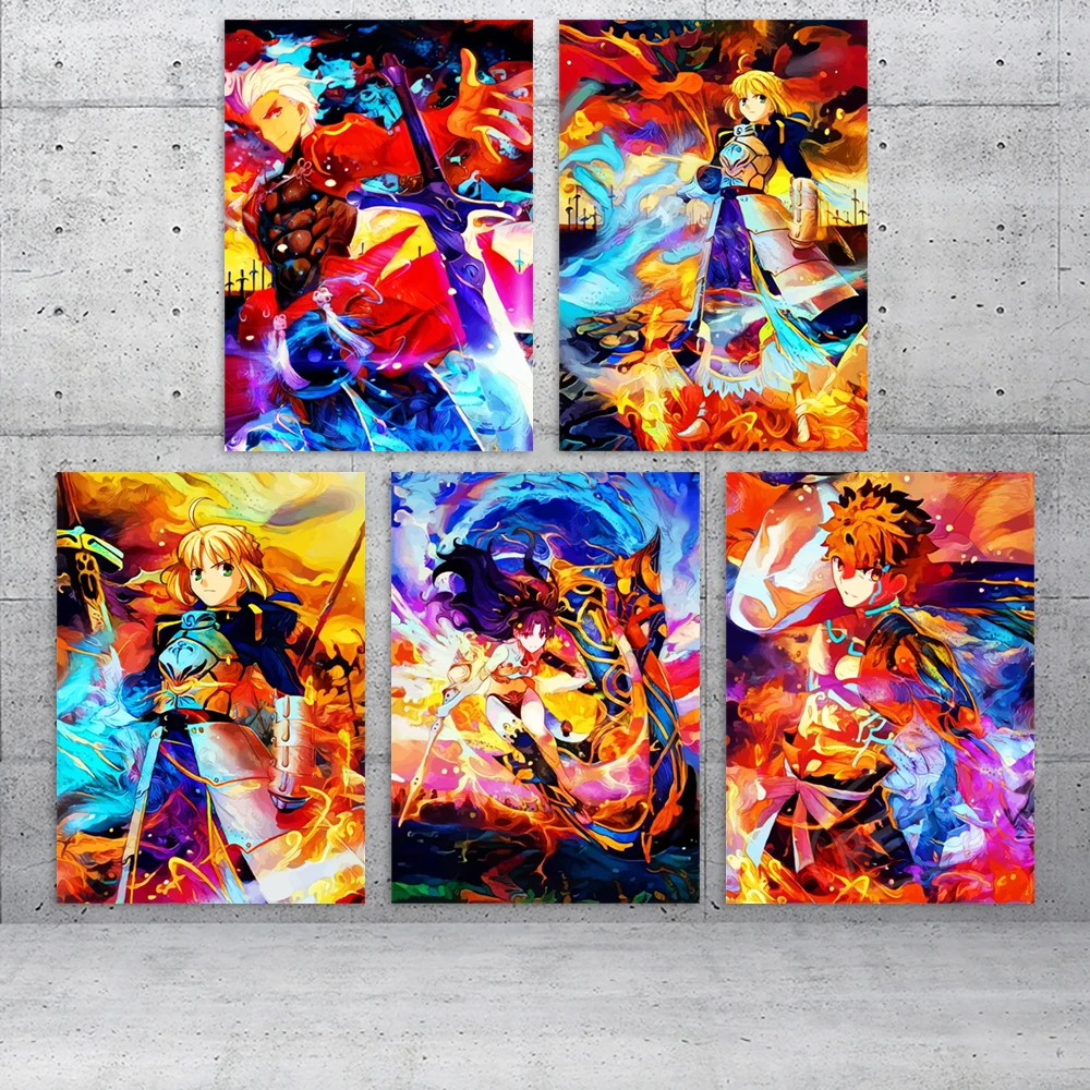 Настенное искусство Судьба Ночь Рин Tohsaka украшение для дома Altria Pendragon холст