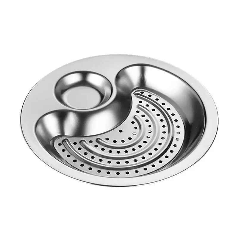 Noodle Plate with Strainer stainless steel Snack Tray Drain Tray Vinegar Dipping Tray