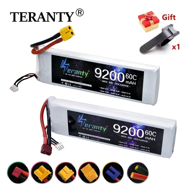 

Teranty 7.4V 9200mAh 45C LiPo Battery With T Plug For RC Quadcopter Helicopter Car Boat Drones Spare Parts 7.4V 2S Battery