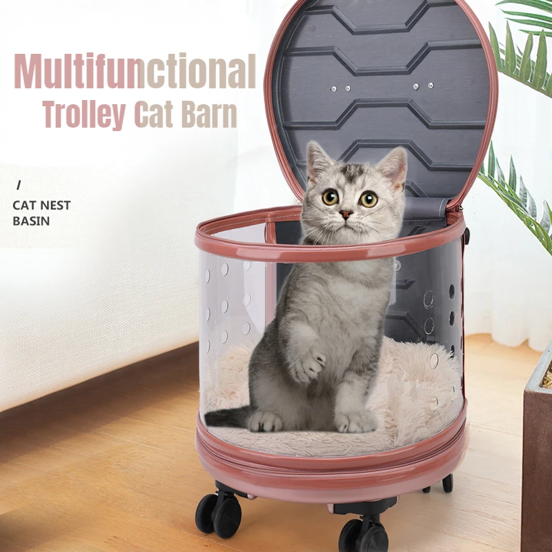 

Чехол на колесиках для кошек, переносной уличный Чемодан большой вместимости в виде капсулы для переноски домашних животных, дорожная сумк...