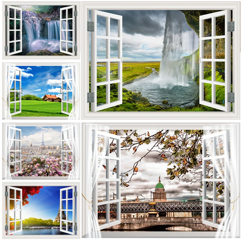 

Внешний вид окна природный пейзаж фон для фотосъемки внутренние декорации Фото фоны студия реквизит 22523 CHFJ-04