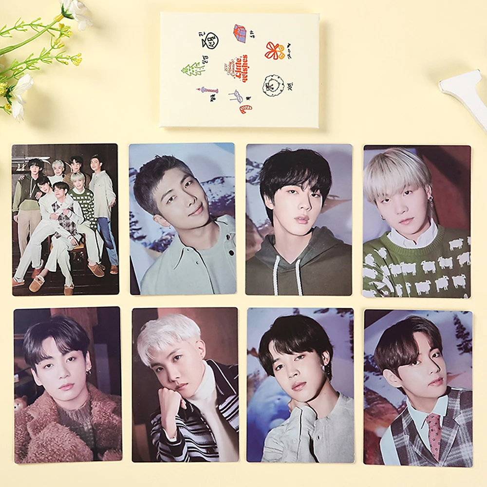 

8Pcs/Set KPOP Bangtan Boys Christmas PhotoCards Member Double-sided LOMO Cards JungKook V JIMIN RM JIN Postcard Fans Gifts 54f