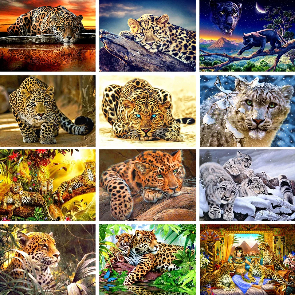

5D DIY Diamond Painting Leopard Rhinestone Art Picture Full Square/Round Diamond Embroidery Animal Picture Mosaic Decoration Kit