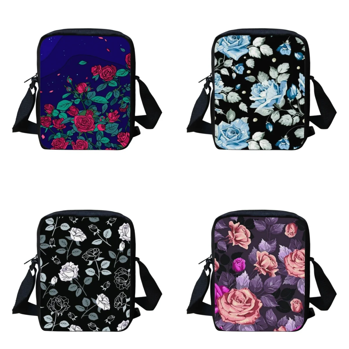 

BELIDOME Flowers Design Women Crossbody Bags Adjustable Shoulder Messenger Bag for Girls Portable Mini Lady Sling Cross Body