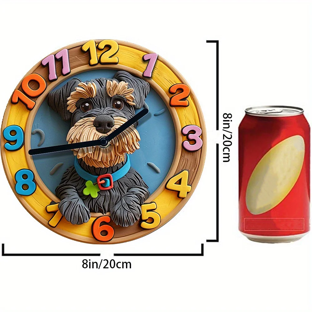Бесшумные настенные часы с 2D-эффектами на тему шнауцера — комплект для сборки