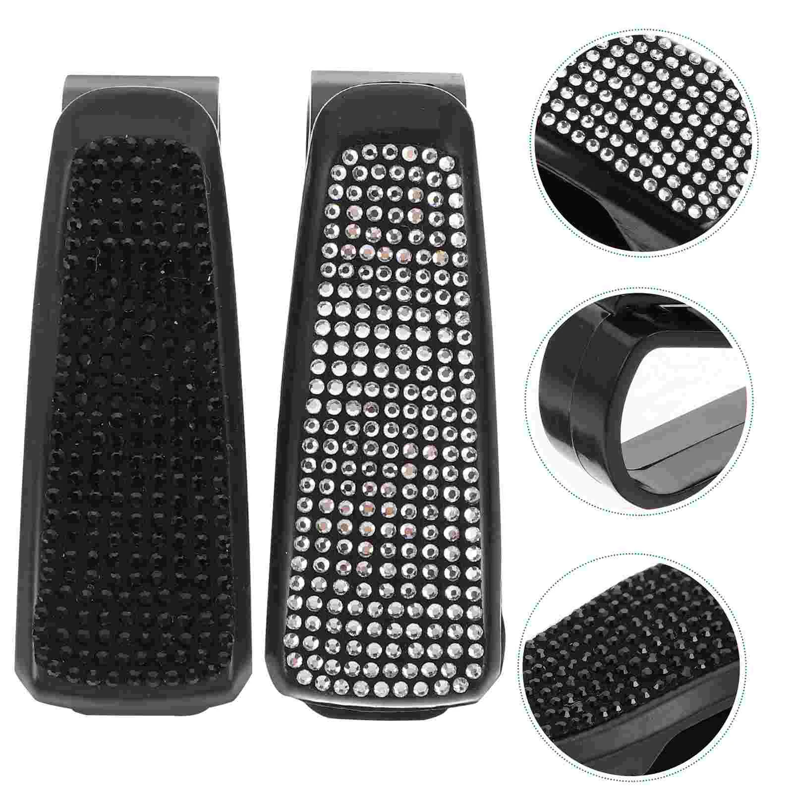 

2pcs Car Glasses Storage Bracket Fashion Sun Visor Diamond Glasses Clip