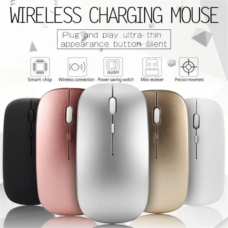 

2.4g Usb Wireless Mouse Silent Mute Slim Ergonomics Optical Mouse 2.4g Rechargeable For Home Office Gaming Mouse 1600dpi Mouse