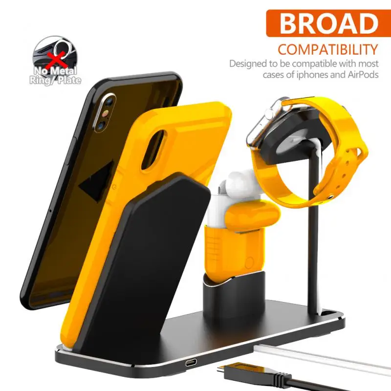 

Compatiable Charging Stand Durable Watch Charging Stand For Airpods Watch Charger Bracket Three In One Compact Portable