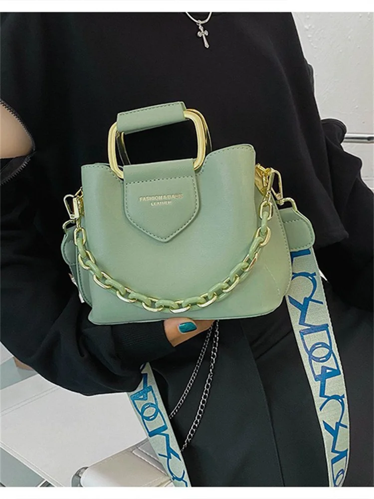

Women Top-handle Mini Bucket Bag 2023 Winter Quality Leather Messenger Shoulder Cross Bag Pure Color Luxury Designer Handbags