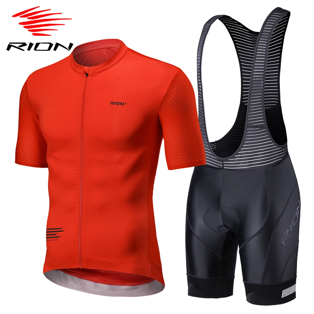 RION Man Cycling Bib Shorts Sets Racing Mountain Bike Jersey 2022 Team Downhill Bicycle Clothes Elastic Triathlon Maillot Outfit