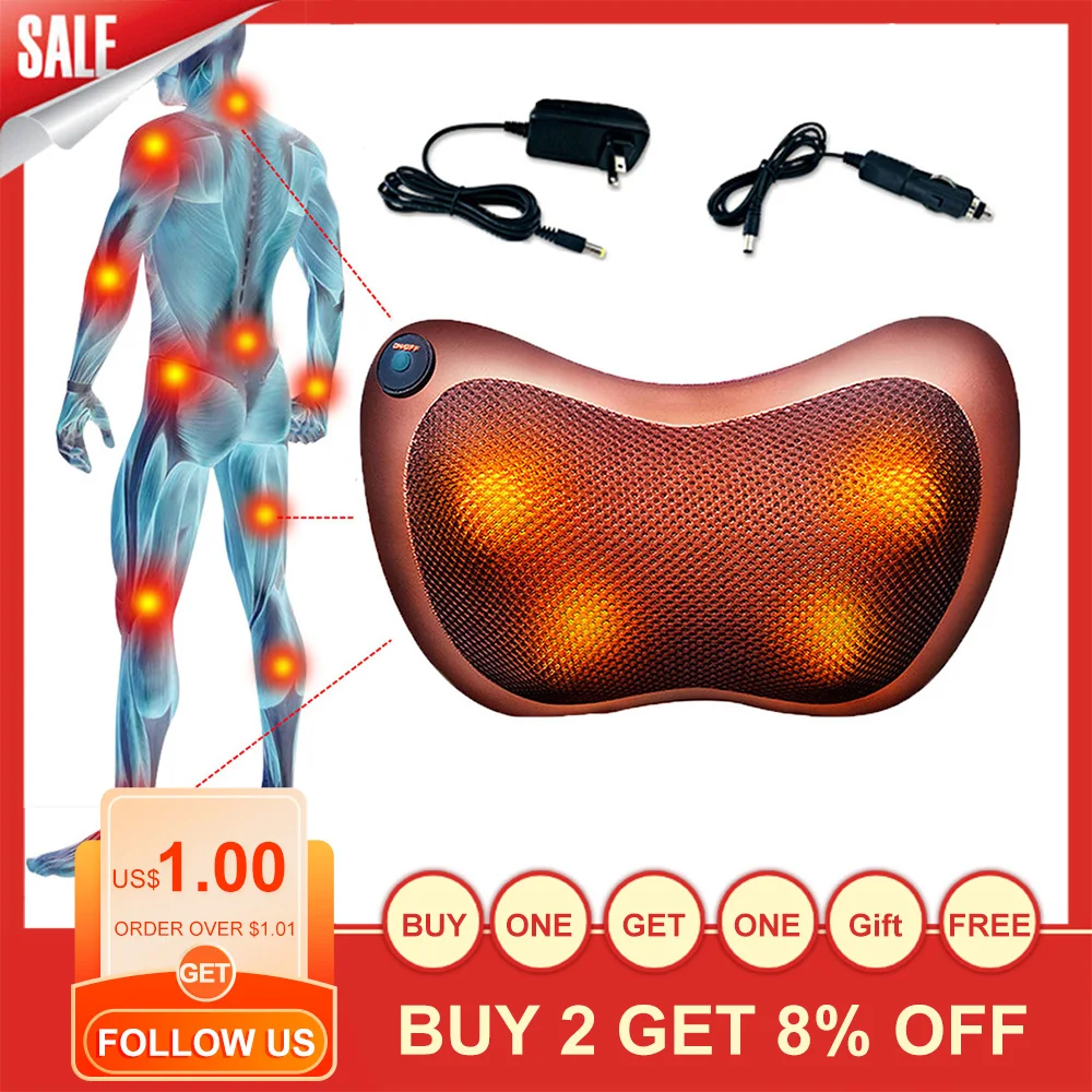 

Массажная подушка-вибратор для расслабления, электрическая подушка для массажа плеч, спины, шиацу, разминающее инфракрасное устройство для...