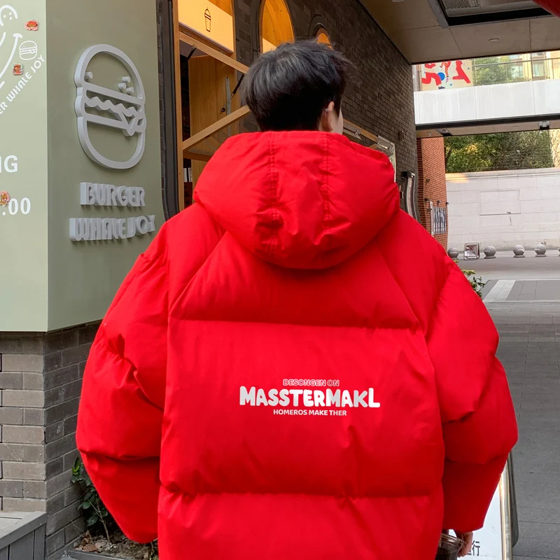 Winter Bread Jacket Fashion for Men Warm Male Parkas Big Size Letter Print 5XL Men's Cotton Coat Oversize Clothing 2024