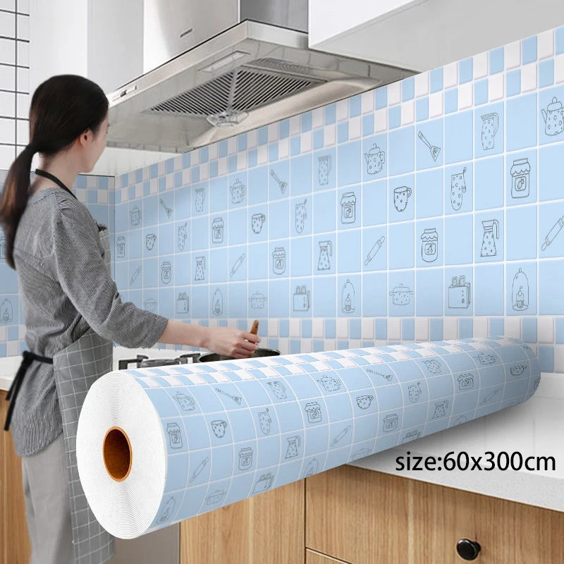 

300Cm Kitchen Wallpapers Aluminum Coating Waterproof Modern Living Room Self Adhesive Contact Wall Stickers Home Decor