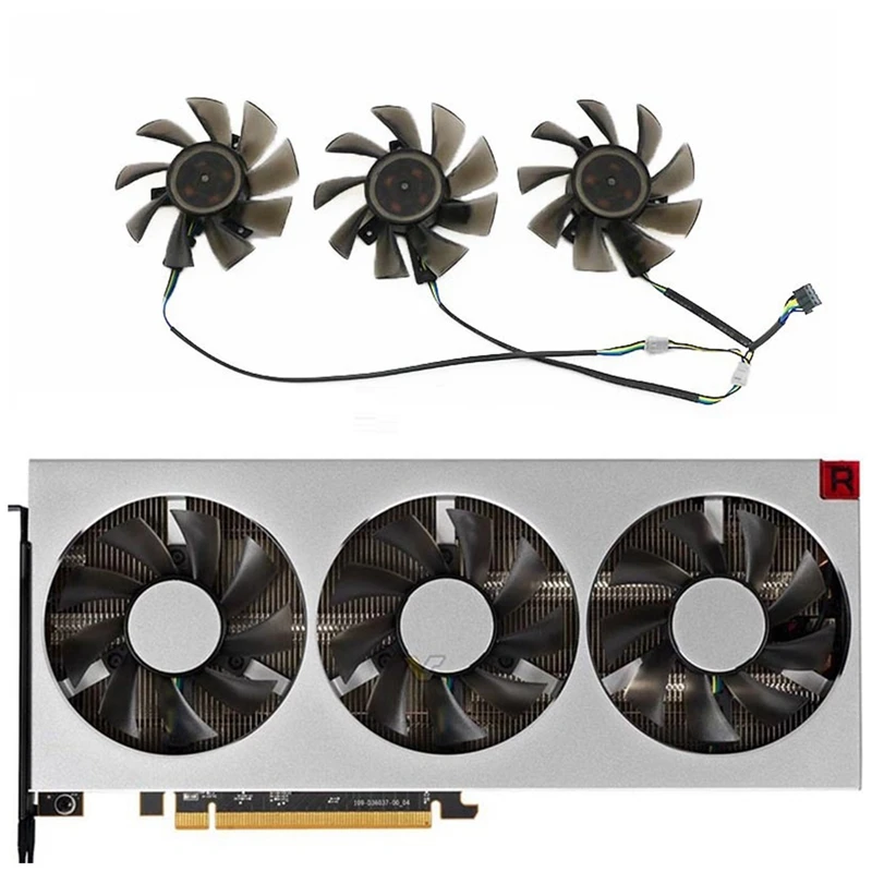Фото Охлаждающий вентилятор Radeonvii для видеокарты Amd Xfx Radeon VII, 3 шт., 75 мм, 12 В, 0,32 А №3