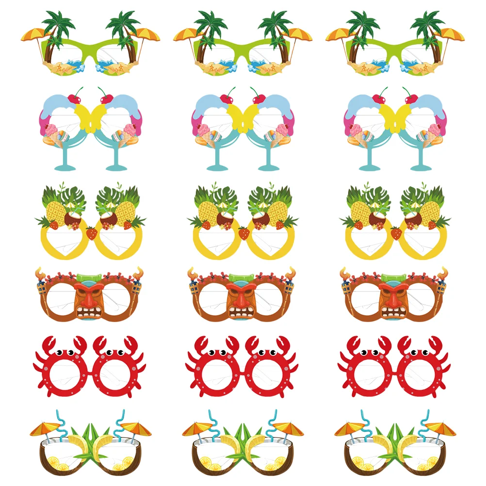 

18pcs Party Glasses Kids Beach Glasses Summer Paper Glasses Beach Photo Props