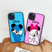 disney mickey and minnie mouse phone case for iphone 13 12 11 pro max mini xs 8 7 plus x se 2020 xr matte transparent cover