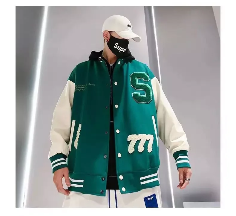 

New2022 Spring And Autumn Hip-Hop Patchwork Emrboid Men's Letterman Baseball Bomber Jacket Uninsex Couple Stadium Coat Stree