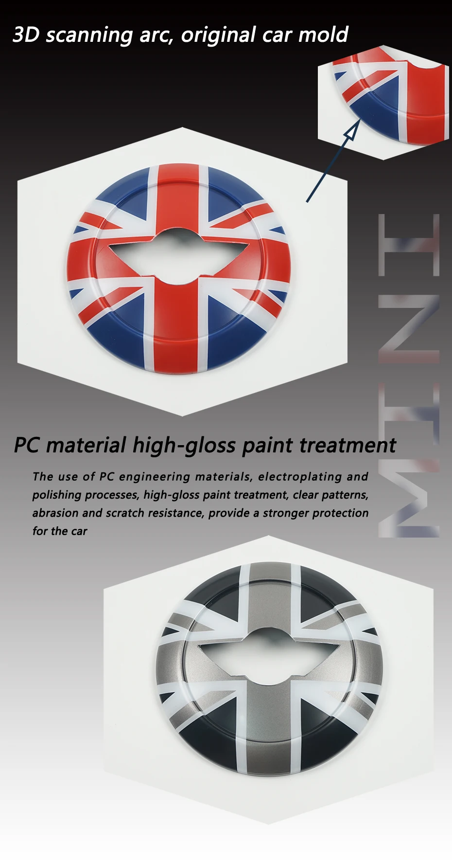 Фото Центральная панель рулевого колеса Union Jack, автомобильная наклейка для M Coope r 50/52/53, аксессуары для стайлинга автомобиля, внутренняя отделка №5