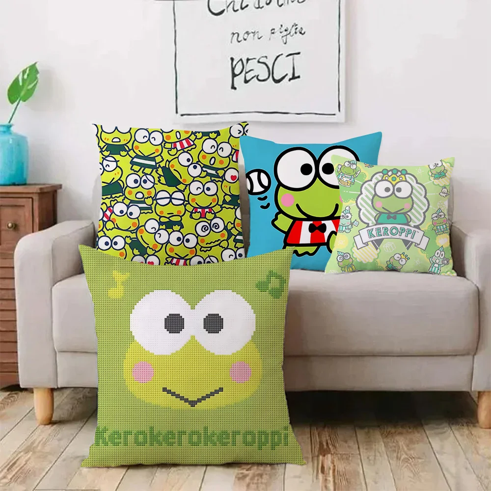 Pillow Covers Cartoon Cute Kerokerokeroppi Sofa Decorative Home Double-sided Printing Short Plush Cushion Cover