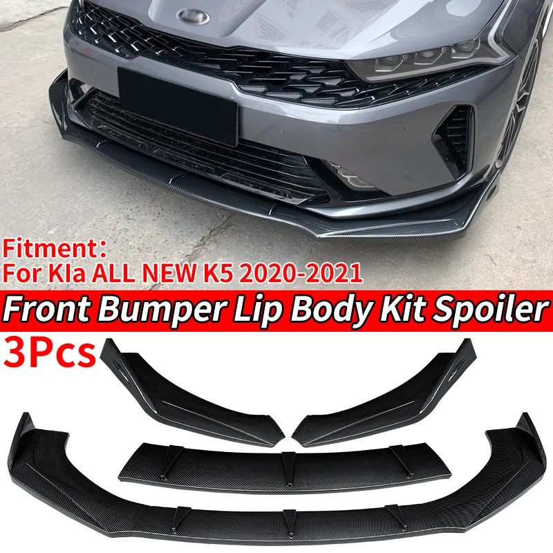 New Car Front Bumper Splitter Lip Body Kit Spoiler Diffuser Deflector Accessories Carbon Fiber Look For Kia K5 Kaiku 2020 2021