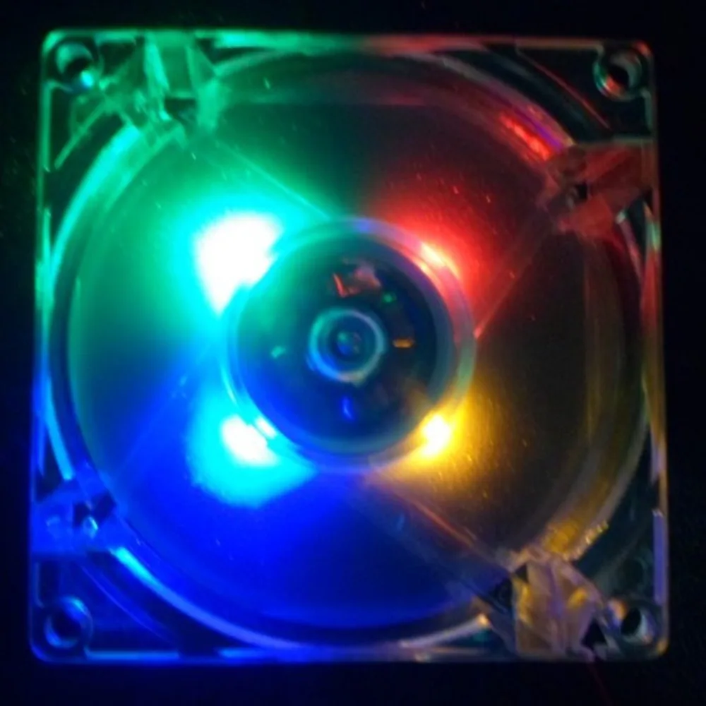 

PC Computer CPU Fan 80mm Cooling Fan with Blue Colorful Light 8025 8cm Silent DC 12V 4 LED Luminous Chassis fan Case Cooler