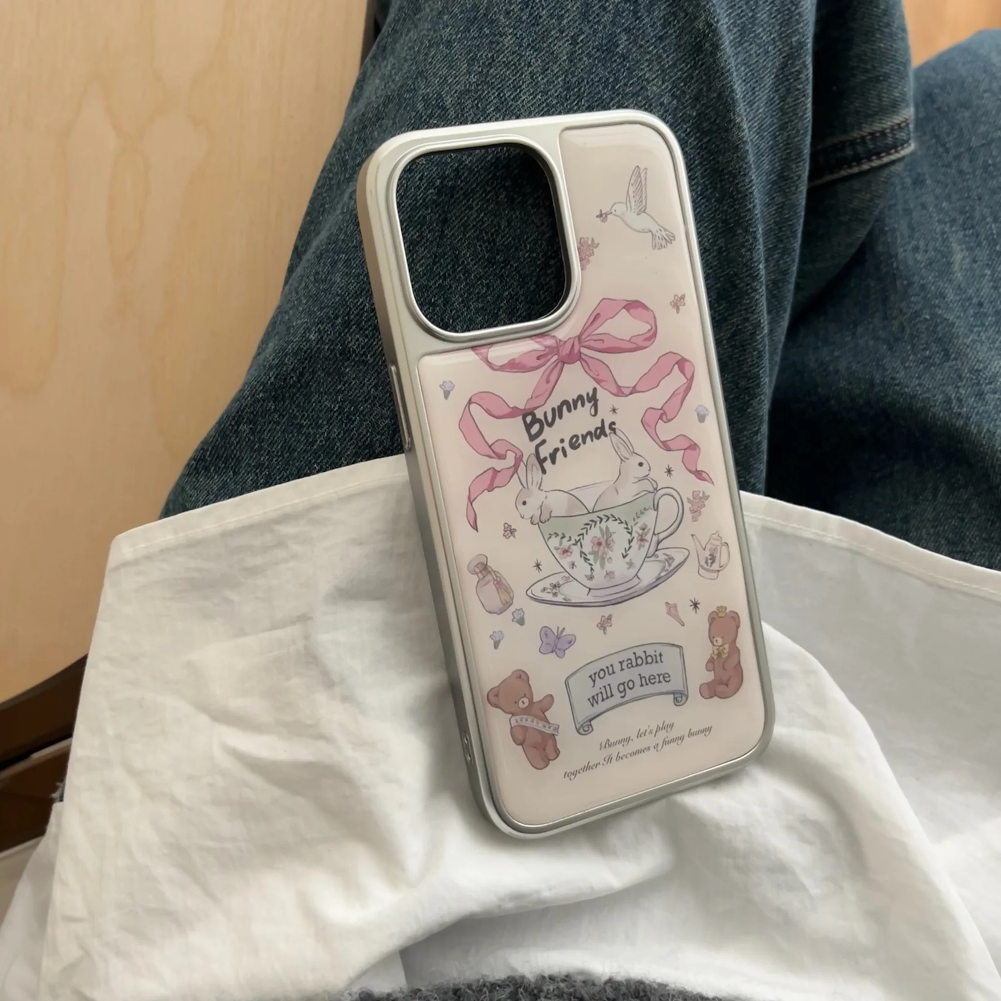 Новый чехол для телефона с чашкой-бабочкой и кроликом iPhone 16 16pro 16promax 15 15pro 15promax 14