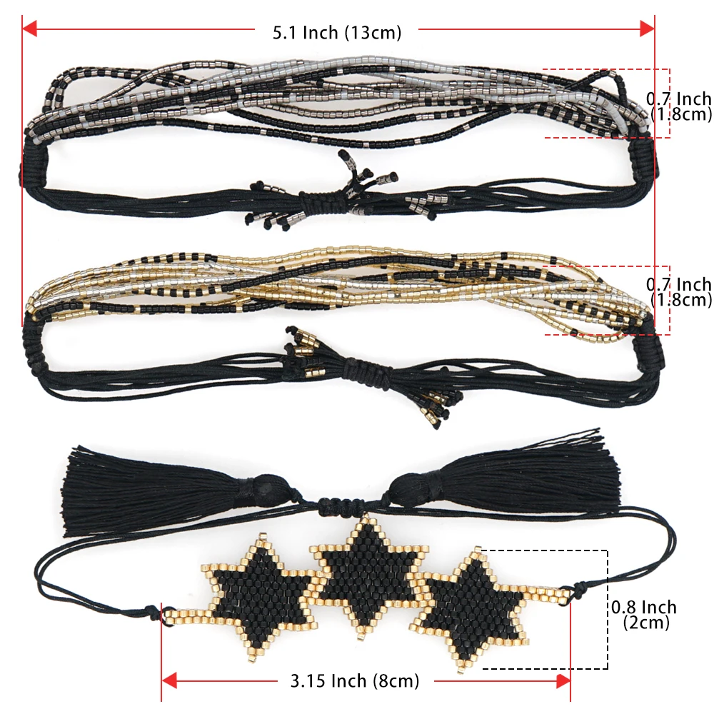 Go2boho ручной работы Miyuki браслет набор для женщин Мода черная звезда ювелирные