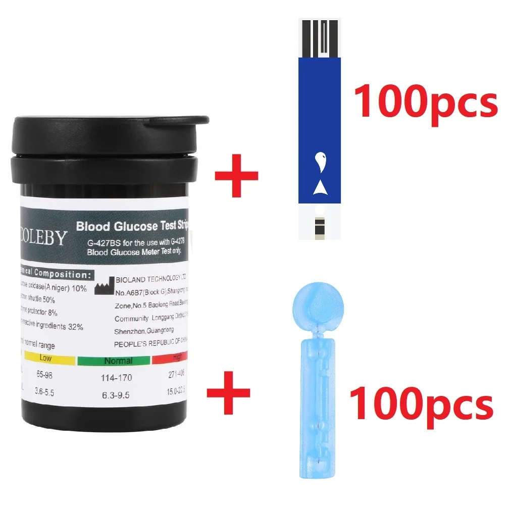 

100Pcs/Set Blood Glucose Test Strips Meter Smart Glucose Tester Needle Health Care Blood Testing Equipment