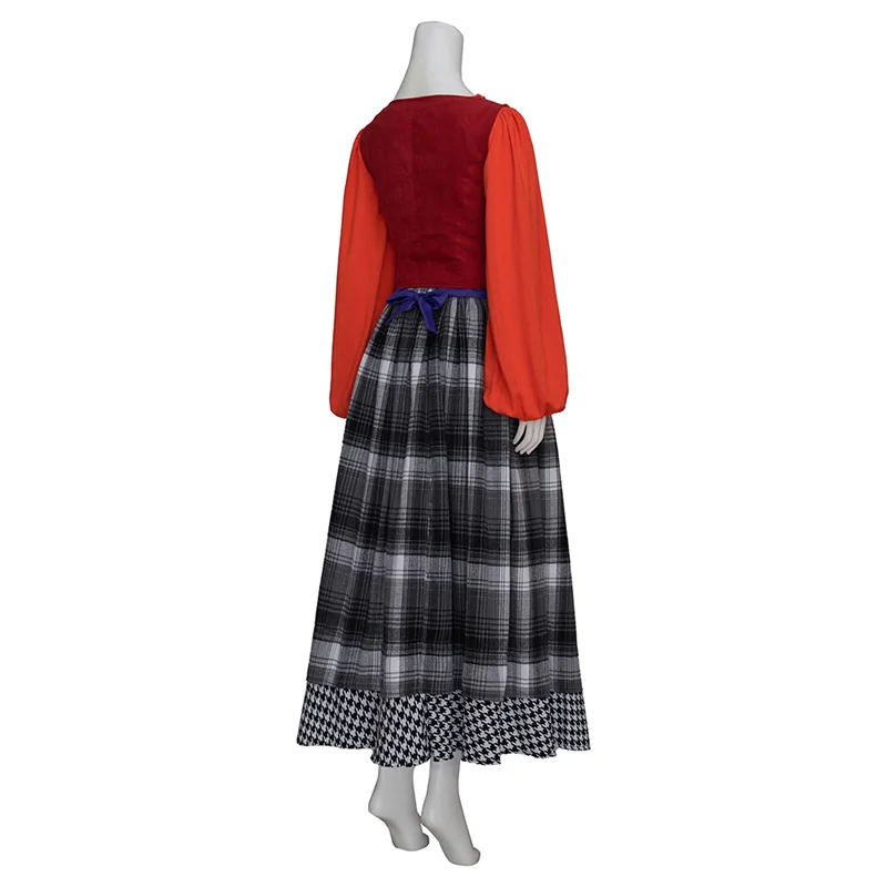 Mary Sanderson Cosplay Costume Red Plaid Dress Outfits For Adult Women Halloween Carnival Suit