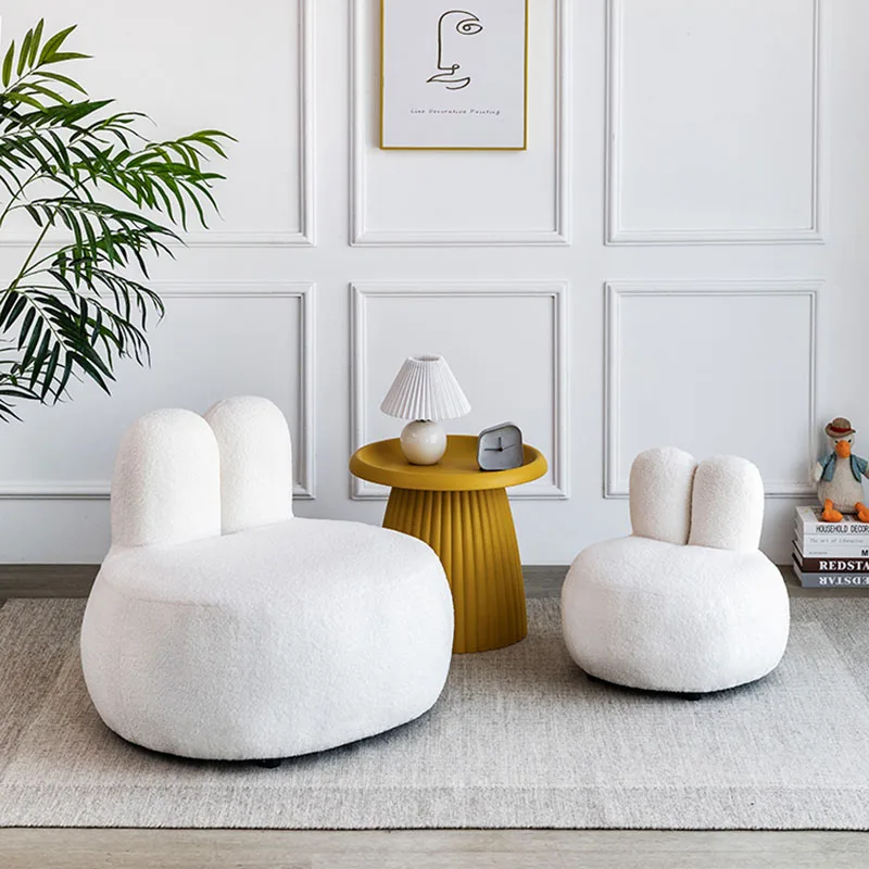 

Lambswool Kids Sofa White Minimalist Single Cheap Foam Sponge Floor Couch Lazy Portable Relax Sofa Cama Living Room Furniture