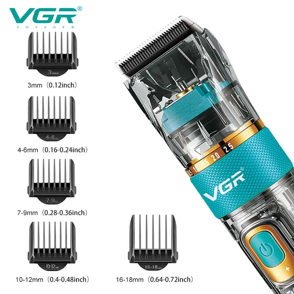 VGR Professional Waterproof Hair Clipper Rechargeable Cordless Hair Trimmer For Men Barber Shaver Beard Hair Cutting Machine enlarge