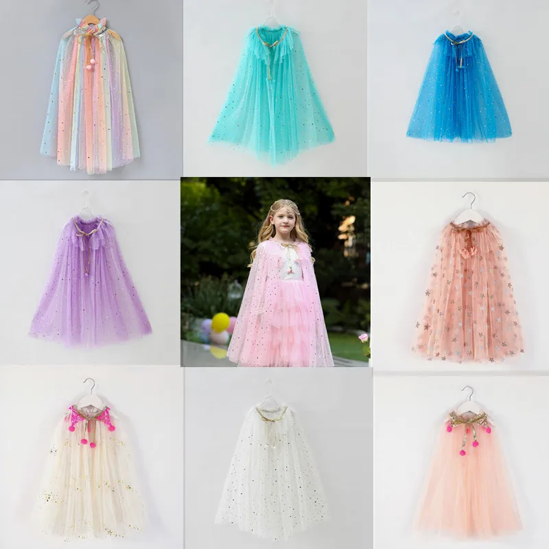 Накидка для косплея принцессы на день рождения, Зимняя Королева, Эльза, Анна, костюм, накидка, Рапунцель, Аврора, Детская блестящая накидка на Хэллоуин