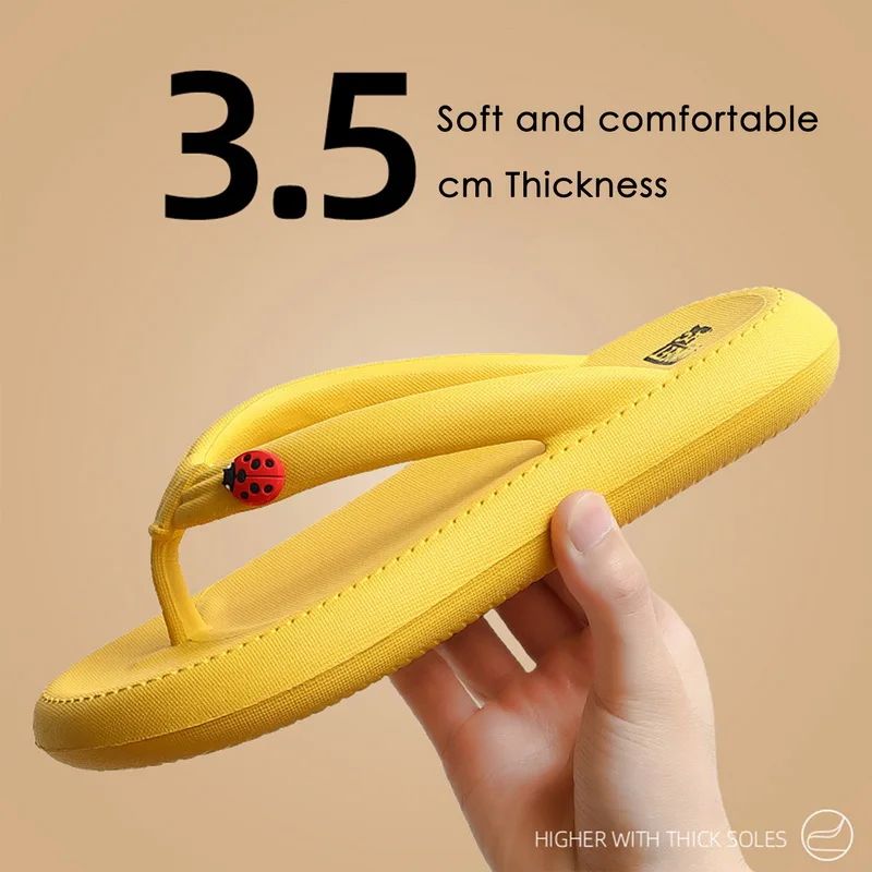 

Шлепанцы унисекс пляжные, повседневные сандалии на толстой платформе, дышащие, с божьей коровкой и принтом животных, домашняя обувь для муж...