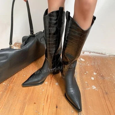 

Женские ботинки, черные кожаные ботинки-гладиаторы на блочном каблуке, коричневые ботинки в клетку в полоску с острым носком на плоской подошве, Повседневная лаконичная полевая обувь