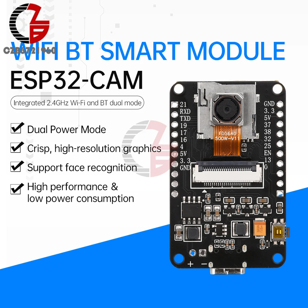 Модуль камеры ESP32-CAM 2 4 ГГц Wi-Fi Bluetooth 8 МБ PSRAM CH340X OV5640 AF-72 мм