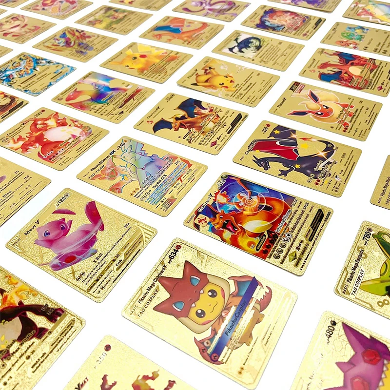 27-54 шт./компл. испанский редкий металлический золотой карточный бокс Pokemon Vmax GX Energy