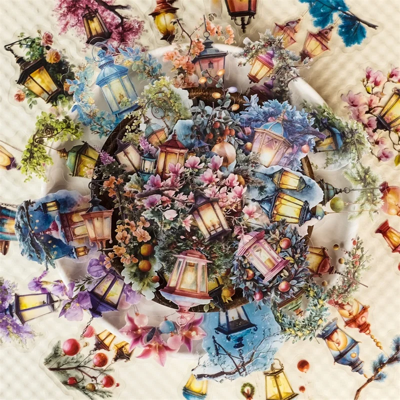 56 шт., винтажная лампа, клейкая наклейка для домашних животных, эстетическая отрывная открытая цветная отделка «сделай сам», принадлежности для скрапбукинга, альбом для рисования для детей